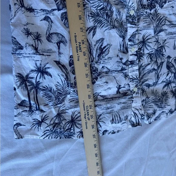 J. McLaughlin Lois Cotton Voile Toile Button Down Women XL Blue Island Preppy - Picture 9 of 10